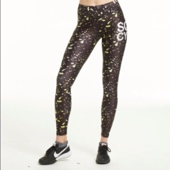 Terez for Soulcycle Paint Splatter Leggings High Rise Waist Black Size Small - Picture 1 of 13